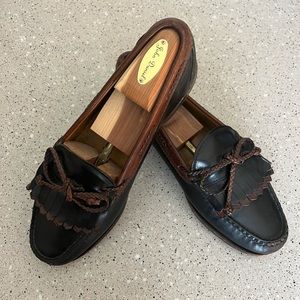 Allen Edmonds Woodstock 47212 Black Brown Double Kiltie Braided Loafers